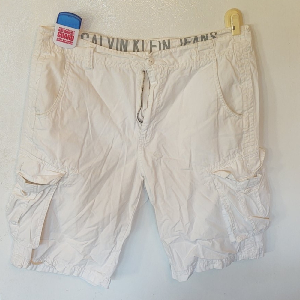 White Cargo Calvin Klein Shorts